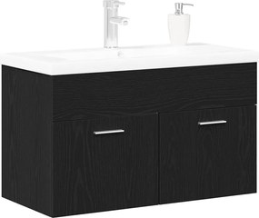 vidaXL Ντουλάπι Μπάνιου με συρτάρι Μαύρη Οξυά 80 x 38,5 x 46 cm