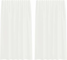 vidaXL Κουρτίνες Voile με τσέπες ράβδου 2 τεμάχια Λευκό