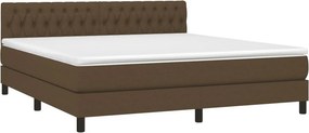 vidaXL Κρεβάτι Boxspring με Στρώμα Σκούρο Καφέ 180x200 εκ Υφασμάτινο
