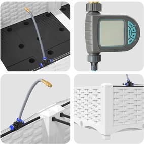 vidaXL Γλάστρα Κήπου 4 pcs Λευκό Ατσάλι