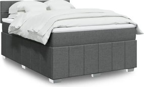 vidaXL Κρεβάτι Boxspring με Στρώμα Σκούρο Γκρι 140x200 εκ Υφασμάτινο