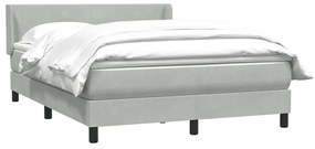 vidaXL Κρεβάτι Boxspring με Στρώμα Ανοιχτό Γκρι 140x210 εκ. Βελούδινο