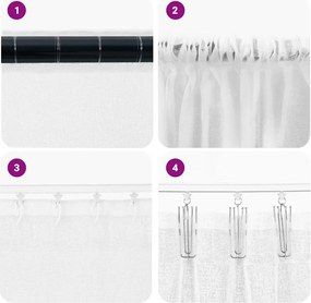 vidaXL Κουρτίνα βυσσινί 2 pcs Λευκό 175 x 140 εκ. Πολυεστέρας