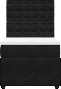 vidaXL Κρεβάτι Boxspring με Στρώμα Μαύρο 100x200 εκ. Βελούδινο