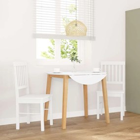 Καρέκλες τραπεζαρίας 2 τεμάχια Λευκό μασίφ ξύλο καουτσούκ