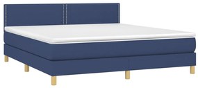 vidaXL Κρεβάτι Boxspring με Στρώμα Μπλε 180x200 εκ. Υφασμάτινο