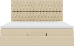 vidaXL Οθωμανικό Κρεβάτι με Στρώμα Κρέμα 160x200cm Ύφασμα