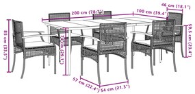 vidaXL Σετ Τραπεζαρίας Κήπου 7 τεμ. Μπεζ Συνθετικό Ρατάν με Μαξιλάρια