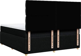vidaXL Κρεβάτι Boxspring με Στρώμα Μαύρο 200x200 εκ. Υφασμάτινο