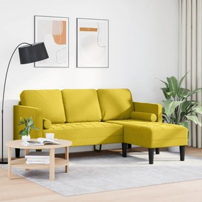 vidaXL Γωνιακός Καναπές Κίτρινος 173x131x67 εκ. Βελούδο