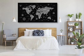 Εικόνα ενός ενδιαφέροντος ασπρόμαυρου χάρτη σε φελλό - 100x50  color mix
