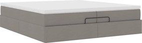 vidaXL Οθωμανικό κρεβάτι με στρώματα Taupe 200x200cm ύφασμα
