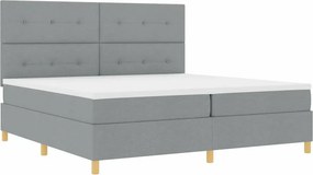 vidaXL LED Κρεβάτι με βάθρο Ανοιχτό γκρι 200 x 200 cm ύφασμα