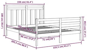 Πλαίσιο Κρεβατιού Λευκό 150 x 200 εκ. Μασίφ Ξύλο King Size - Λευκό