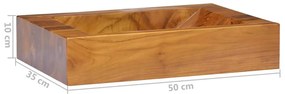 vidaXL Νιπτήρας 50 x 35 x 10 εκ. από Μασίφ Ξύλο Teak