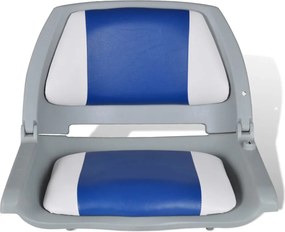 vidaXL Αναδιπλούμενο Κάθισμα Βάρκας με Μπλε/Λευκό Μαξιλάρι 48x51x41εκ.