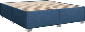 vidaXL Κρεβάτι Boxspring με Στρώμα Μπλε 200x200 εκ. Υφασμάτινο