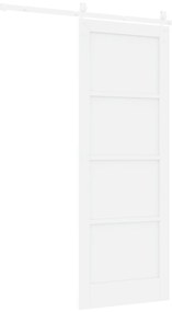 vidaXL Συρόμενη Πόρτα με Σετ Εξαρτημάτων Λευκή 78x211 εκ Συμπαγές Ξύλο Πεύκου