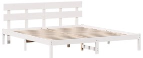 Σκελετός Κρεβατιού Λευκό 200 x 200 cm Μασίφ ξύλο πεύκου