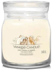 Αρωματικό Κερί Soft Wool &amp; Amber Medium 1721078E 9,3x11,4cm Cream Yankee Candle Wax,Glass