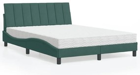 Κρεβάτι με Στρώμα Hanko Σκούρο Πράσινο 140x190εκ. Βελούδινο