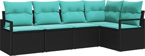 vidaXL Σετ Καναπέ 5 pcs Μαύρο συνθετικό ρατάν