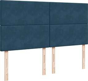 vidaXL Κρεβάτι Boxspring με Στρώμα Μπλε 180x200 εκ. Βελούδινο