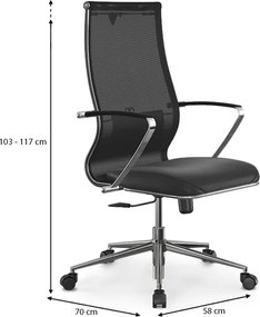 Καρέκλα γραφείου B2-163K Megapap εργονομική με ύφασμα Mesh και τεχνόδερμα χρώμα μαύρο 58x70x103/117εκ.