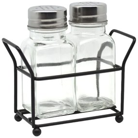 Βάζα Μπαχαρικών Σε Βάση (Σετ 3Τμχ) 838462 11,5x5x11,3cm Clear-Black Ankor Μέταλλο,Γυαλί