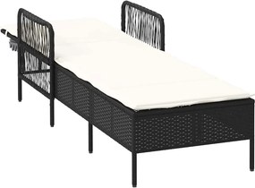 vidaXL Ξαπλώστρα Μαύρο και Κρεμ Λευκό 55 x 200 x 92 εκ.