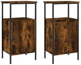 vidaXL Κομοδίνα 2 τεμ. Καπνιστή Δρυς 41 x 31 x 80 εκ. Επεξεργ. Ξύλο