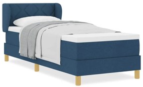 vidaXL Κρεβάτι με Ελατήρια και Στρώμα Κρεμ 90x200 εκ Υφασμα Μπλε