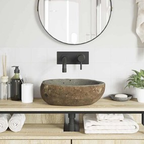 vidaXL Λεκάνη Ανοιχτό γκρι (30-37) x (25-30) x 12 εκ. Πέτρα Ποταμού