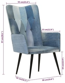 Πολυθρόνα με Denim Patchwork από Καραβόπανο - Μπλε