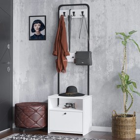 Έπιπλο Εισόδου Λευκό / Μαύρο TINA 50x35x170