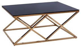 Coffee table HOLLAND  by black glass and gilded framework 120x60x45 cm