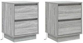 vidaXL Κομοδίνο με 2 pcs Γκρι 39 x 34.5 x 50 εκ. Επεξεργασμένο ξύλο