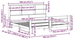 Σκελετός Κρεβ. Χωρίς Στρώμα Καφέ Κεριού 180x200 εκ Μασίφ Πεύκο - Καφέ