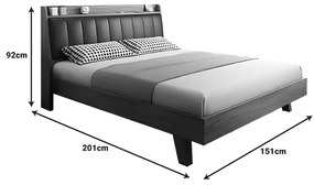 Κρεβάτι Frankly mdf-pu σε καρυδί-μαύρο απόχρωση 150x200εκ