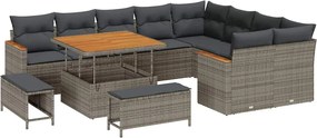 vidaXL Σετ Καναπέ Κήπου 12 pcs Γκρι συνθετικό ρατάν