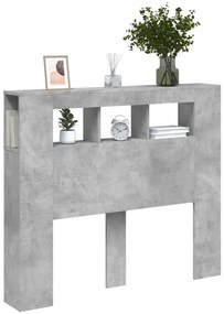 vidaXL Κεφαλάρι Κρεβατιού με LED Γκρι Σκυροδέματος 120x18,5x103,5 εκ