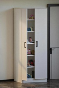 Stewehome Ντουλάπι παπουτσιών με 2 πόρτες πολυλειτουργικό Λευκό 60x35x182 cm