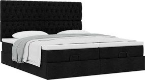 vidaXL Οθωμανικό κρεβάτι με στρώματα Μαύρο 160x200cm Ύφασμα