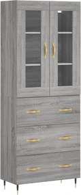 vidaXL Ντουλάπι Γκρι Sonoma 69,5 x 34 x 180 εκ. Επεξεργασμένο Ξύλο