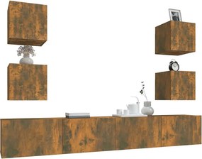 vidaXL Σετ Επίπλων Τηλεόρασης 6 Τεμαχίων Καπνιστή δρυς Επεξ. Ξύλο