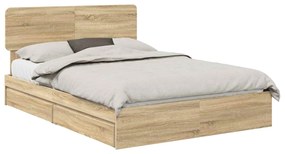 vidaXL Κρεβάτι Αποθήκης Δρύς Sonoma 140 x 200 cm Επεξεργασμένο ξύλο