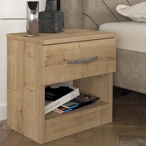 Κομοδίνο μελαμίνης Lube Megapap χρώμα sapphire oak 40x28,2x40εκ.-GP042-0226,1