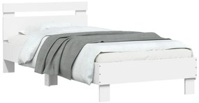 vidaXL Πλαίσιο Κρεβατιού με Κεφαλάρι &amp; λυχνίες LED Λευκό 75 x 190 εκ.