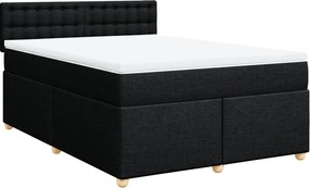 vidaXL Κρεβάτι Boxspring με Στρώμα Μαύρο 140x200 εκ. Υφασμάτινο