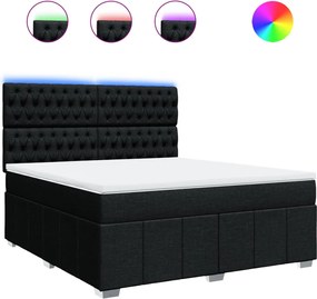 vidaXL Κρεβάτι Boxspring με Στρώμα Μαύρο 180x200 εκ. Υφασμάτινο